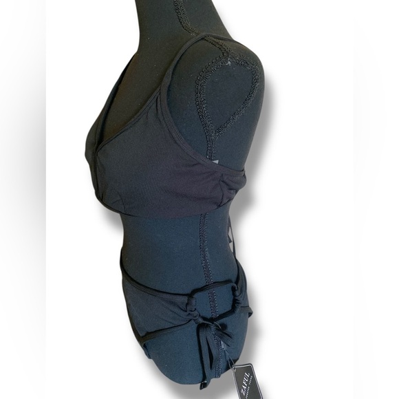 Zaful Black Sporty Bandeau Triangle Bikini Set Women’s Size XL 12-14 NWT Goth - Picture 5 of 10